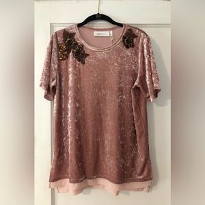 LaBellum velvet style beaded top